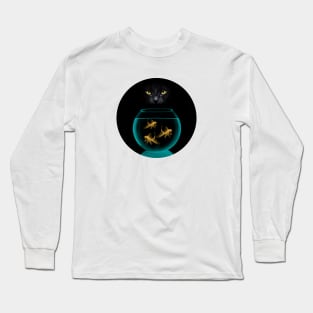 Black Cat & Goldfish #2 Long Sleeve T-Shirt